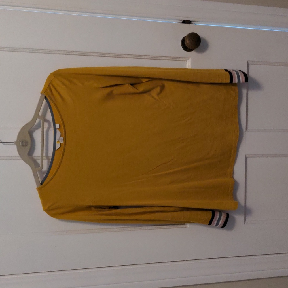 Boden Striped Cuff Tee in Saffron Multi